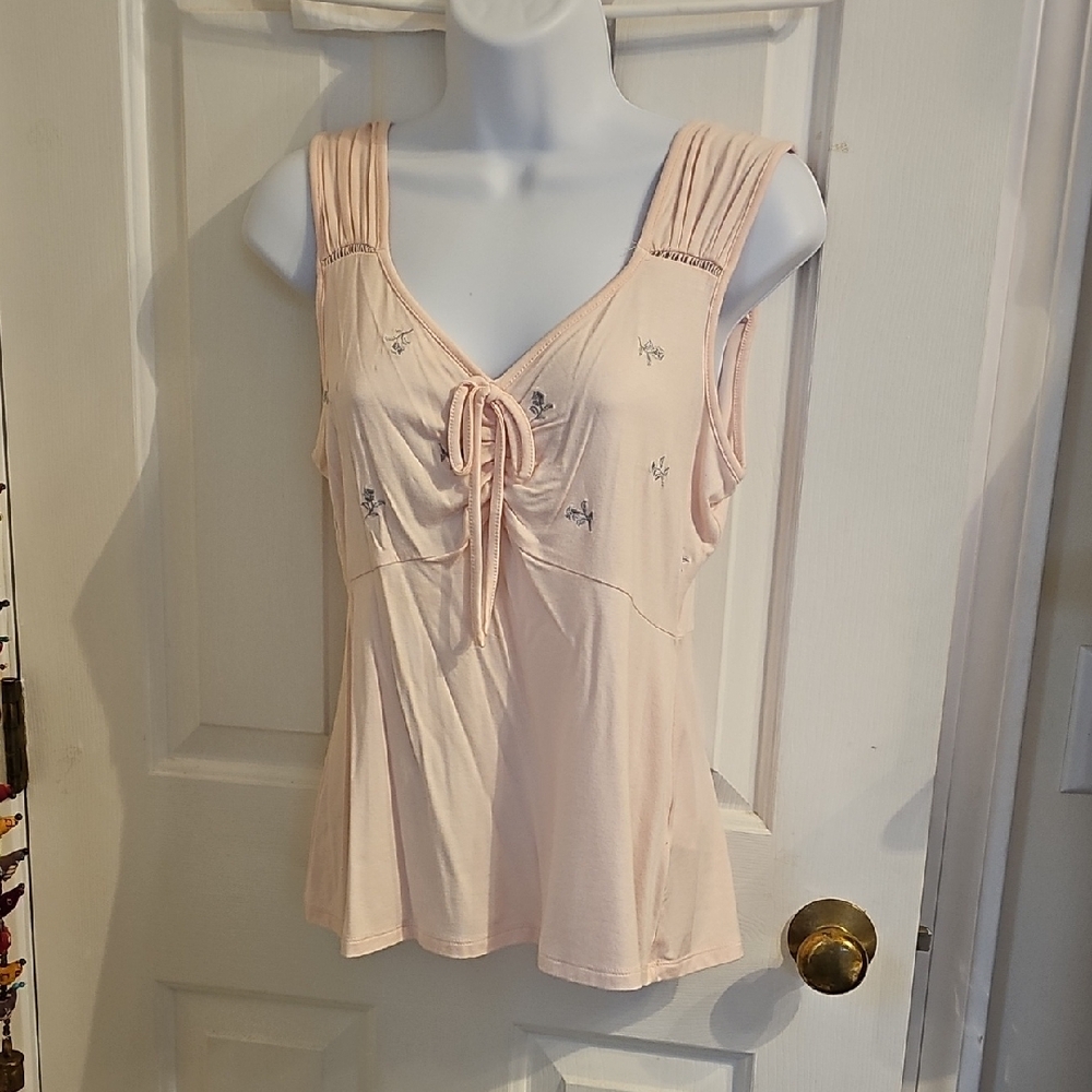 Pink Sleeveless Top with Embroidered Details Size S Candie's